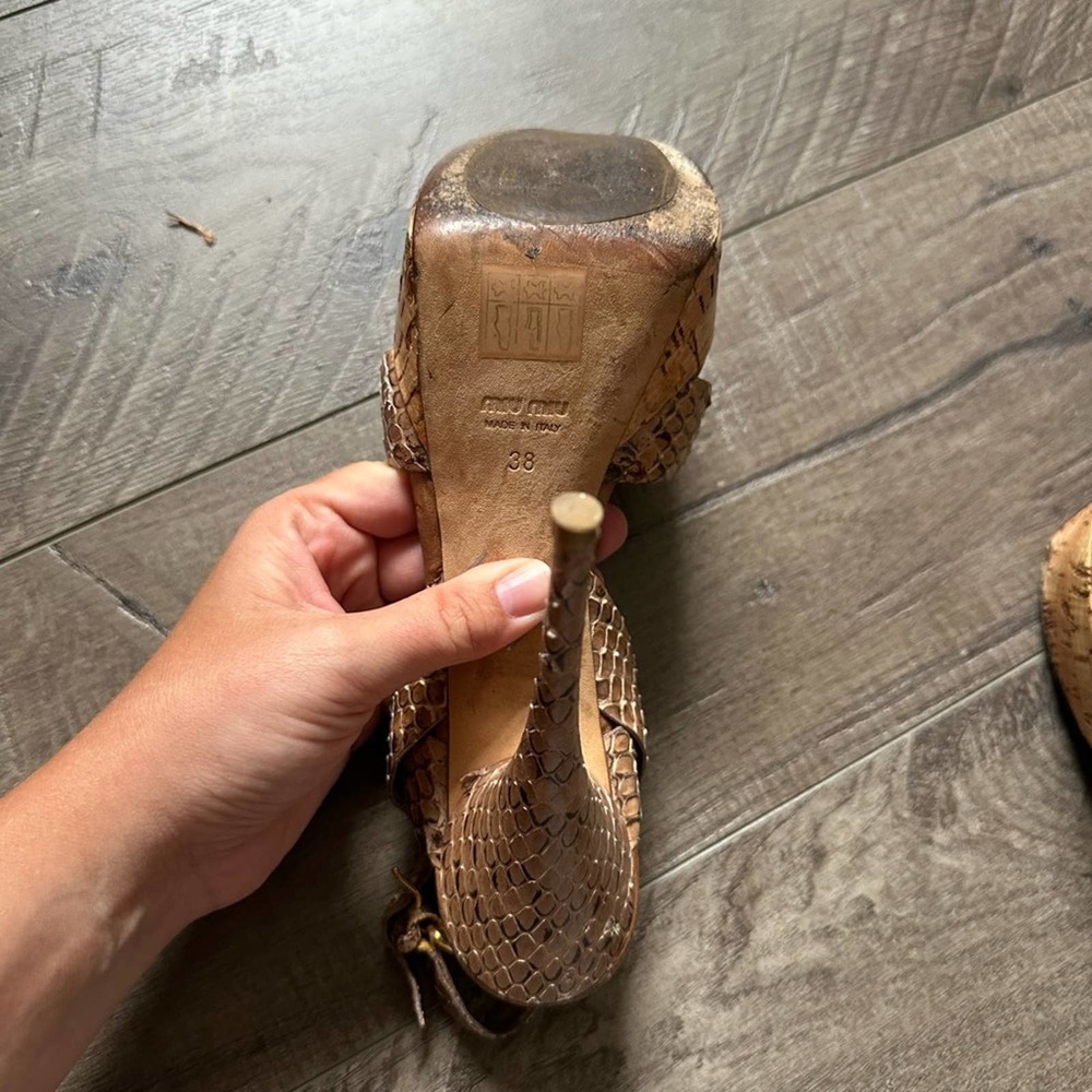 Miu Miu T Strap Python Snake Print Leather Platfo… - image 4